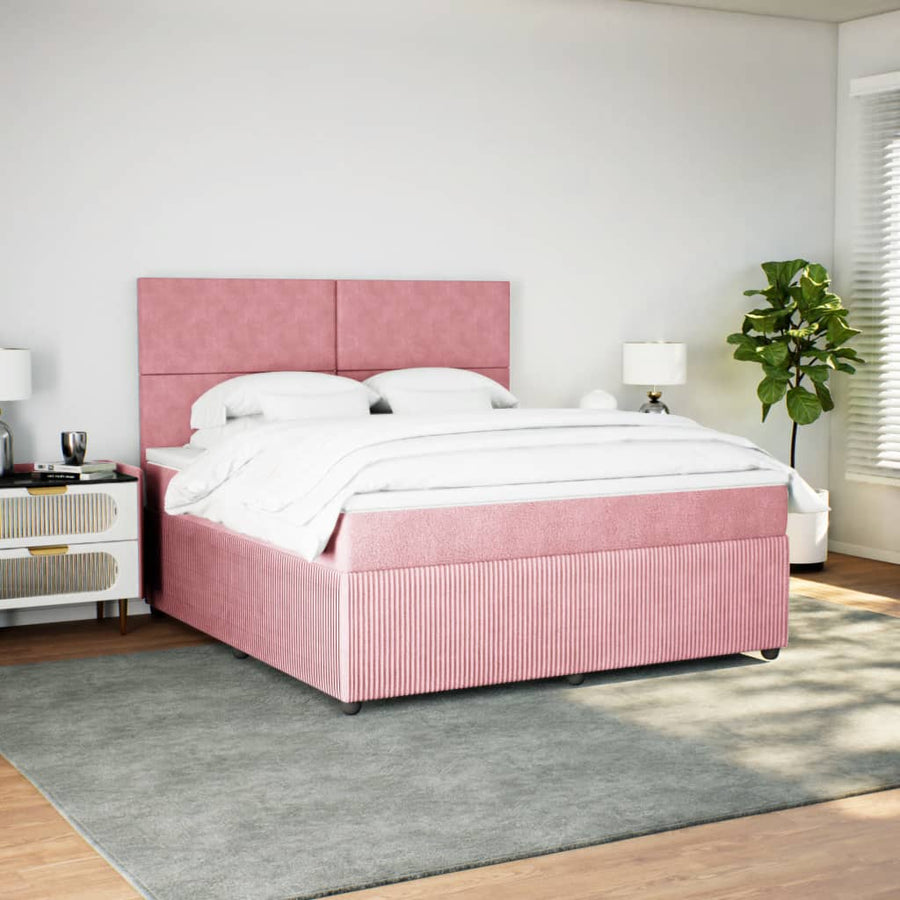 Boxspring met matras fluweel roze 180x200 cm