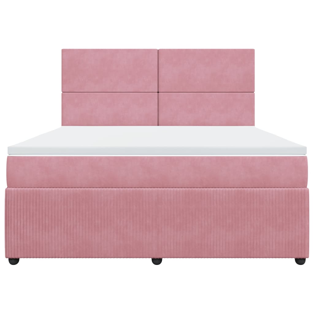 Boxspring met matras fluweel roze 180x200 cm