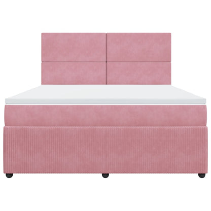 Boxspring met matras fluweel roze 180x200 cm