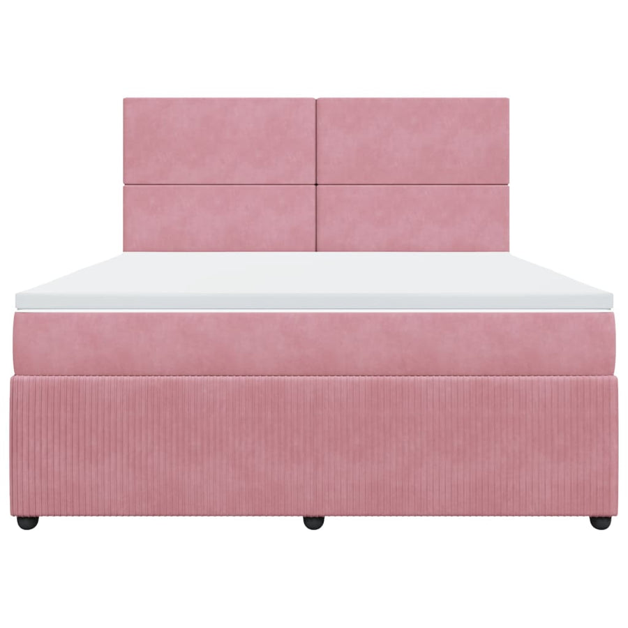 Boxspring met matras fluweel roze 180x200 cm