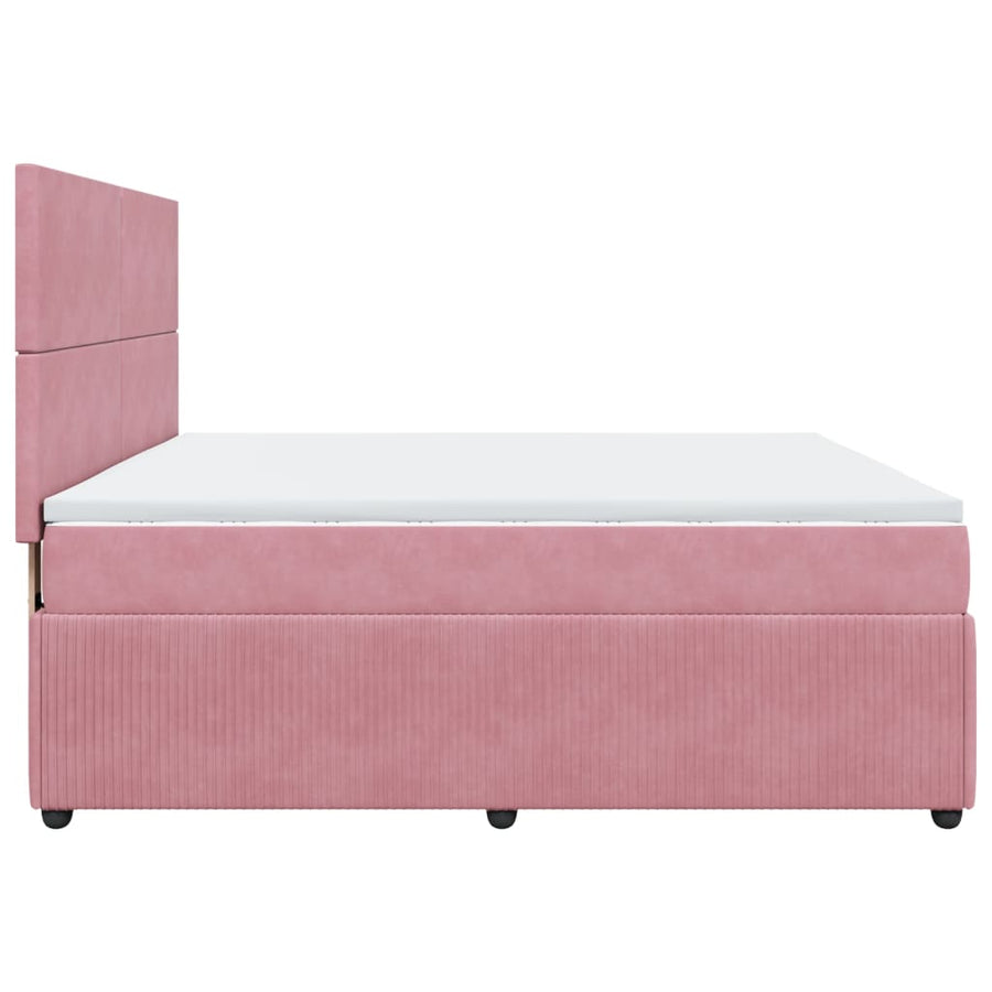 Boxspring met matras fluweel roze 180x200 cm