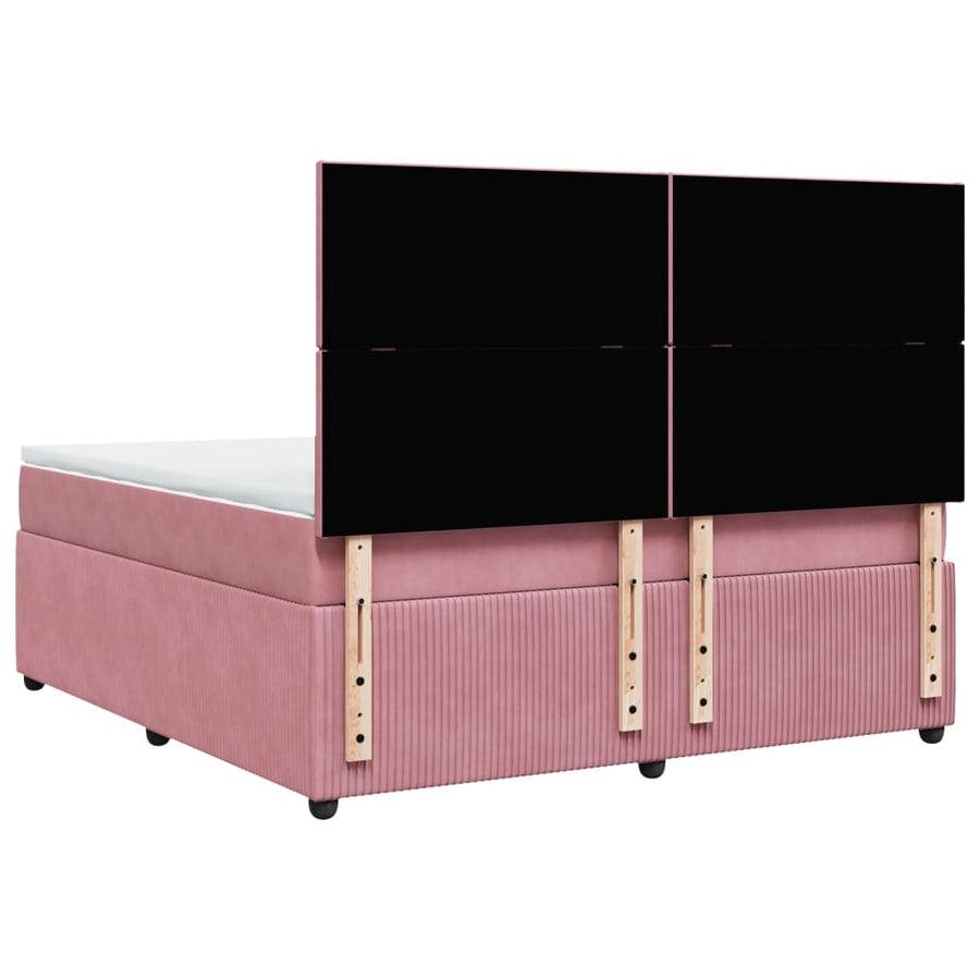 Boxspring met matras fluweel roze 180x200 cm