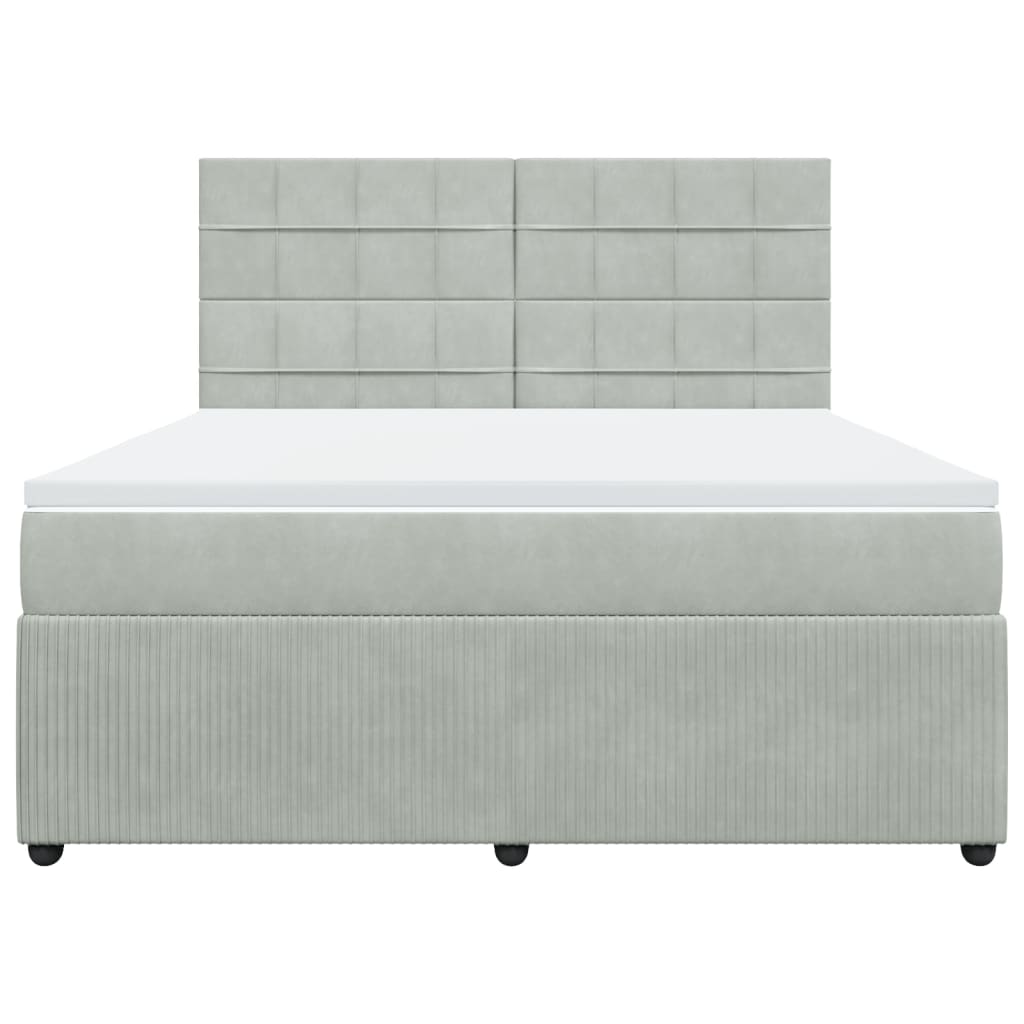 Boxspring met matras fluweel lichtgrijs 180x200 cm