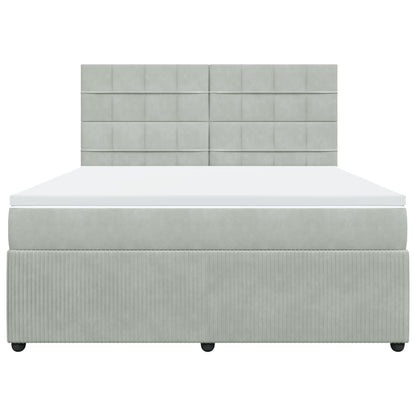 Boxspring met matras fluweel lichtgrijs 180x200 cm