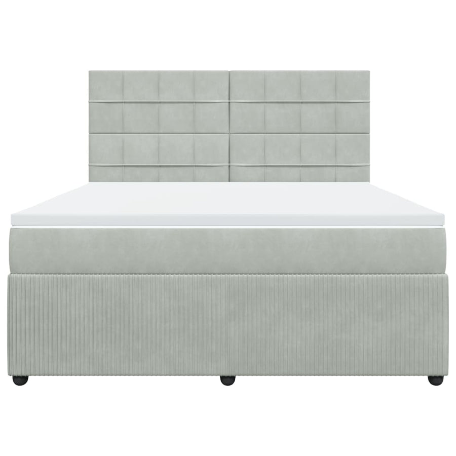 Boxspring met matras fluweel lichtgrijs 180x200 cm