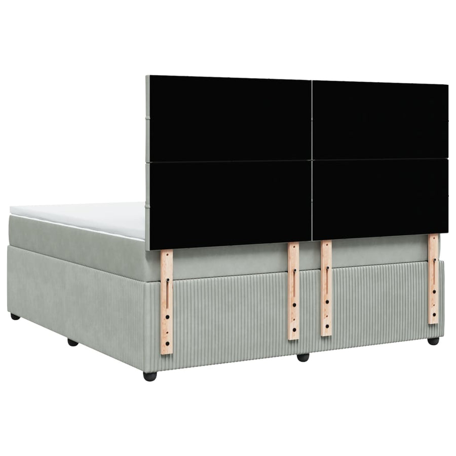 Boxspring met matras fluweel lichtgrijs 180x200 cm