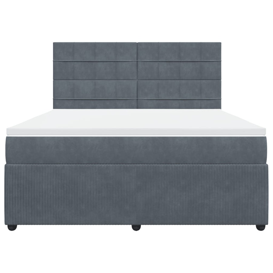 Boxspring met matras fluweel donkergrijs 180x200 cm