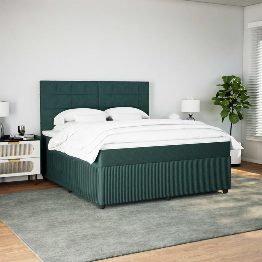 Boxspring met matras fluweel donkergroen 180x200 cm