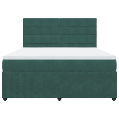 Boxspring met matras fluweel donkergroen 180x200 cm