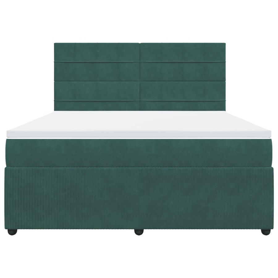 Boxspring met matras fluweel donkergroen 180x200 cm