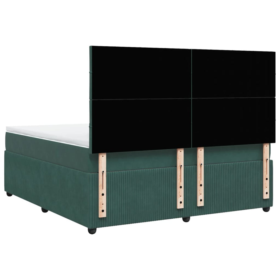 Boxspring met matras fluweel donkergroen 180x200 cm