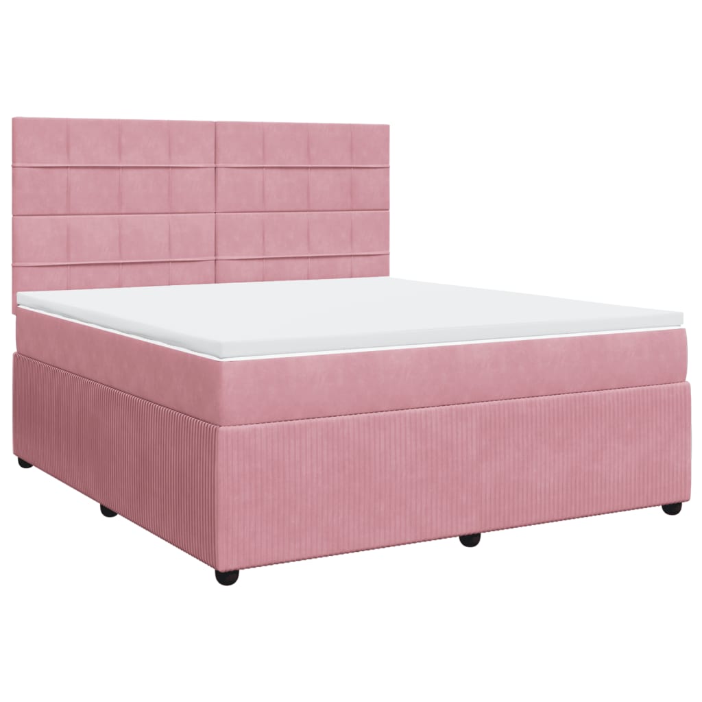 Boxspring met matras fluweel roze 180x200 cm