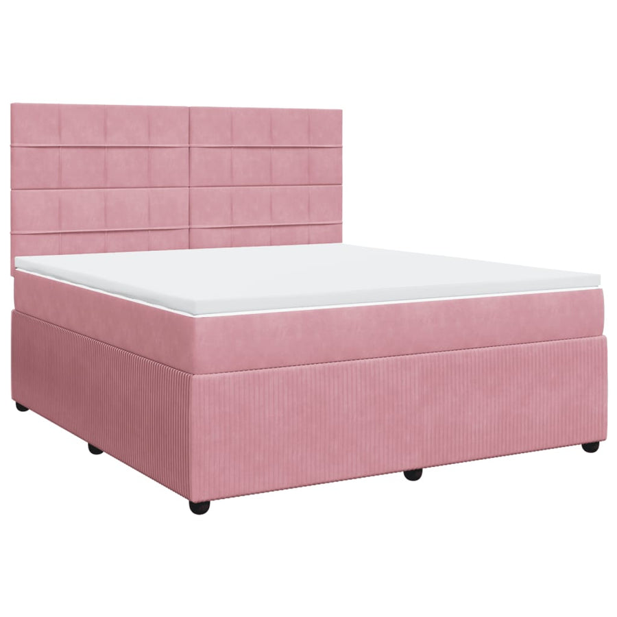 Boxspring met matras fluweel roze 180x200 cm