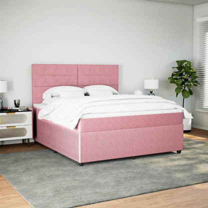 Boxspring met matras fluweel roze 180x200 cm