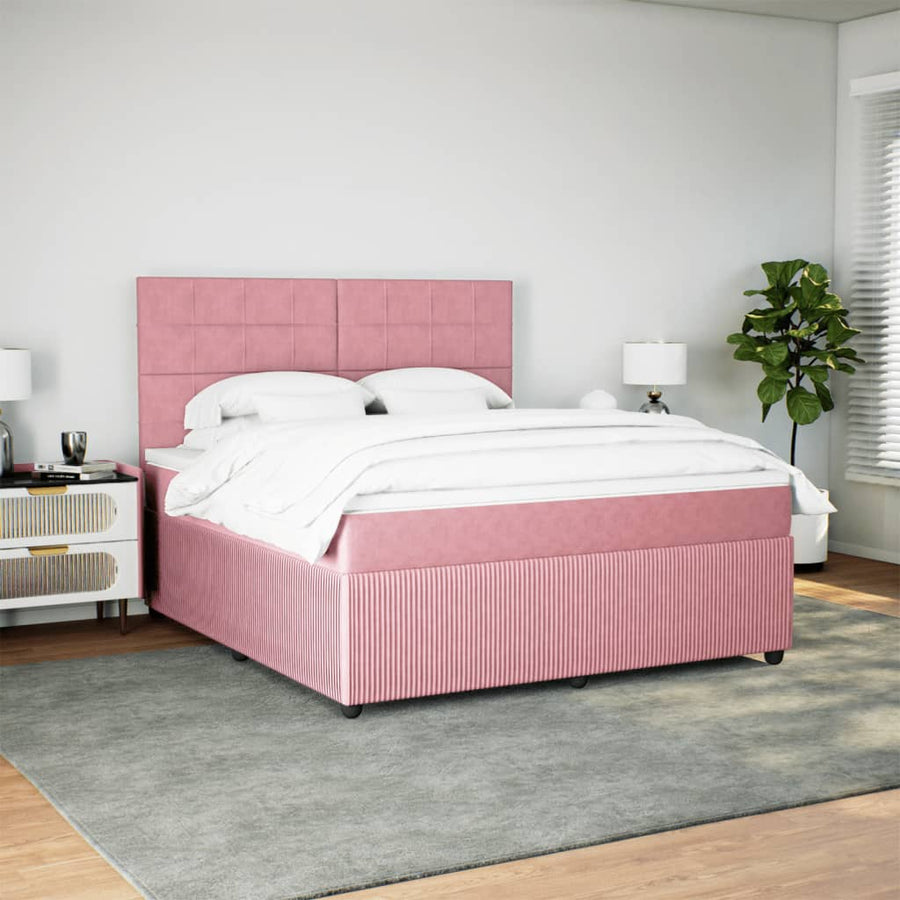 Boxspring met matras fluweel roze 180x200 cm