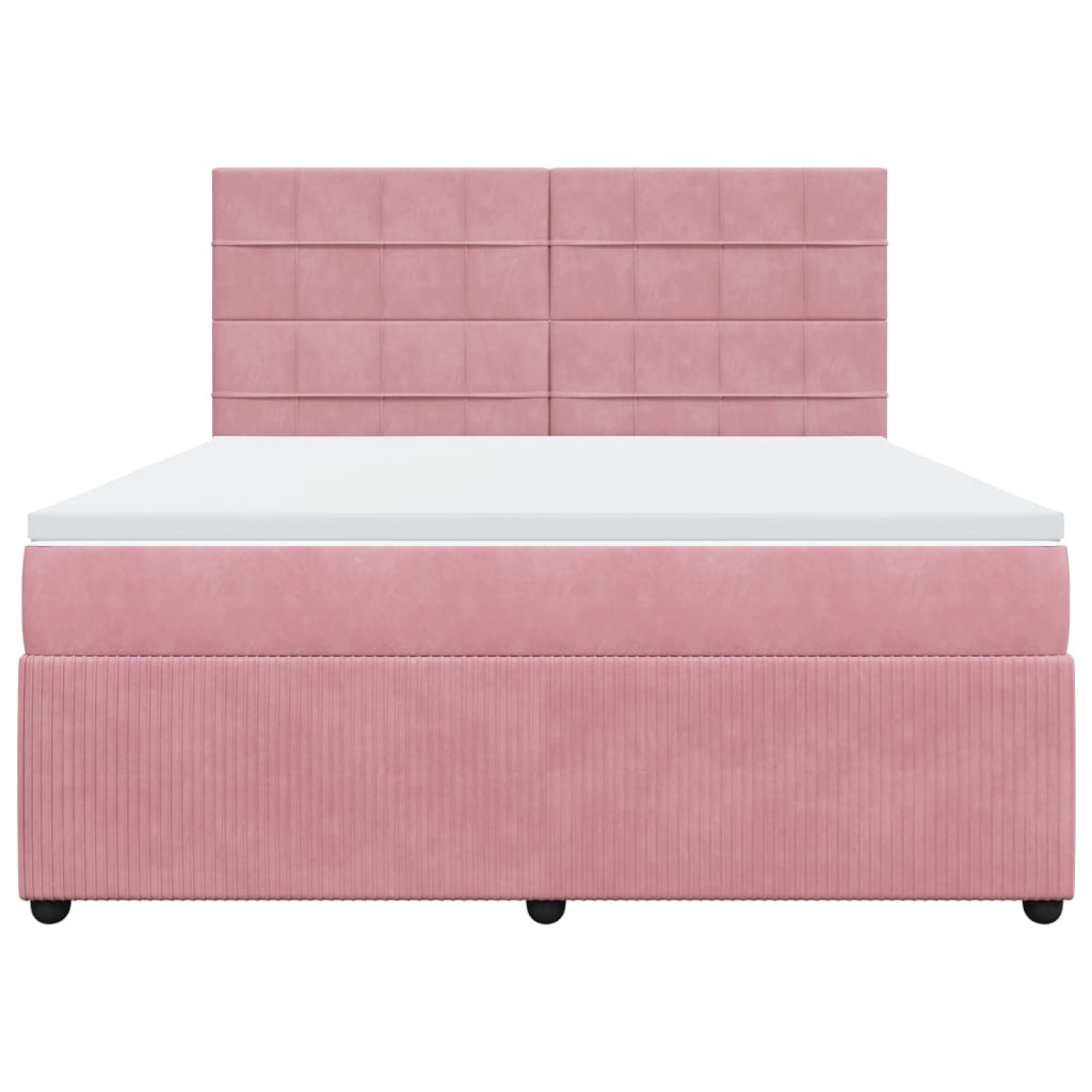 Boxspring met matras fluweel roze 180x200 cm