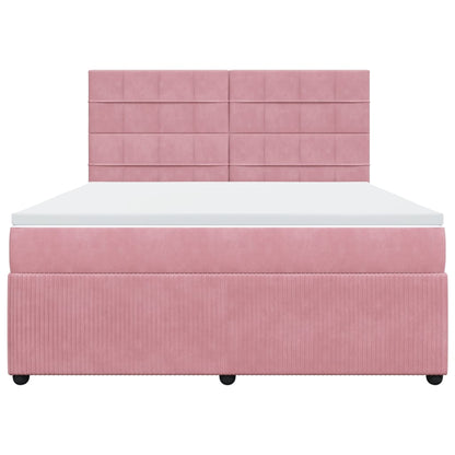 Boxspring met matras fluweel roze 180x200 cm