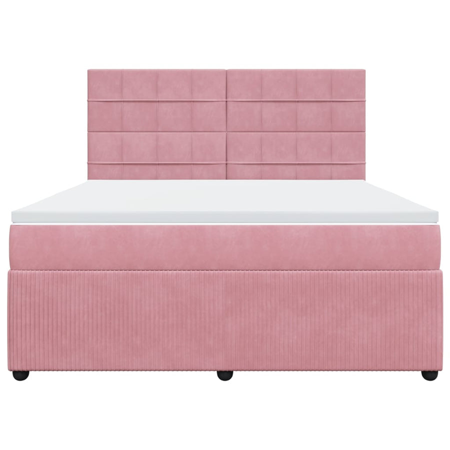 Boxspring met matras fluweel roze 180x200 cm