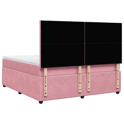 Boxspring met matras fluweel roze 180x200 cm