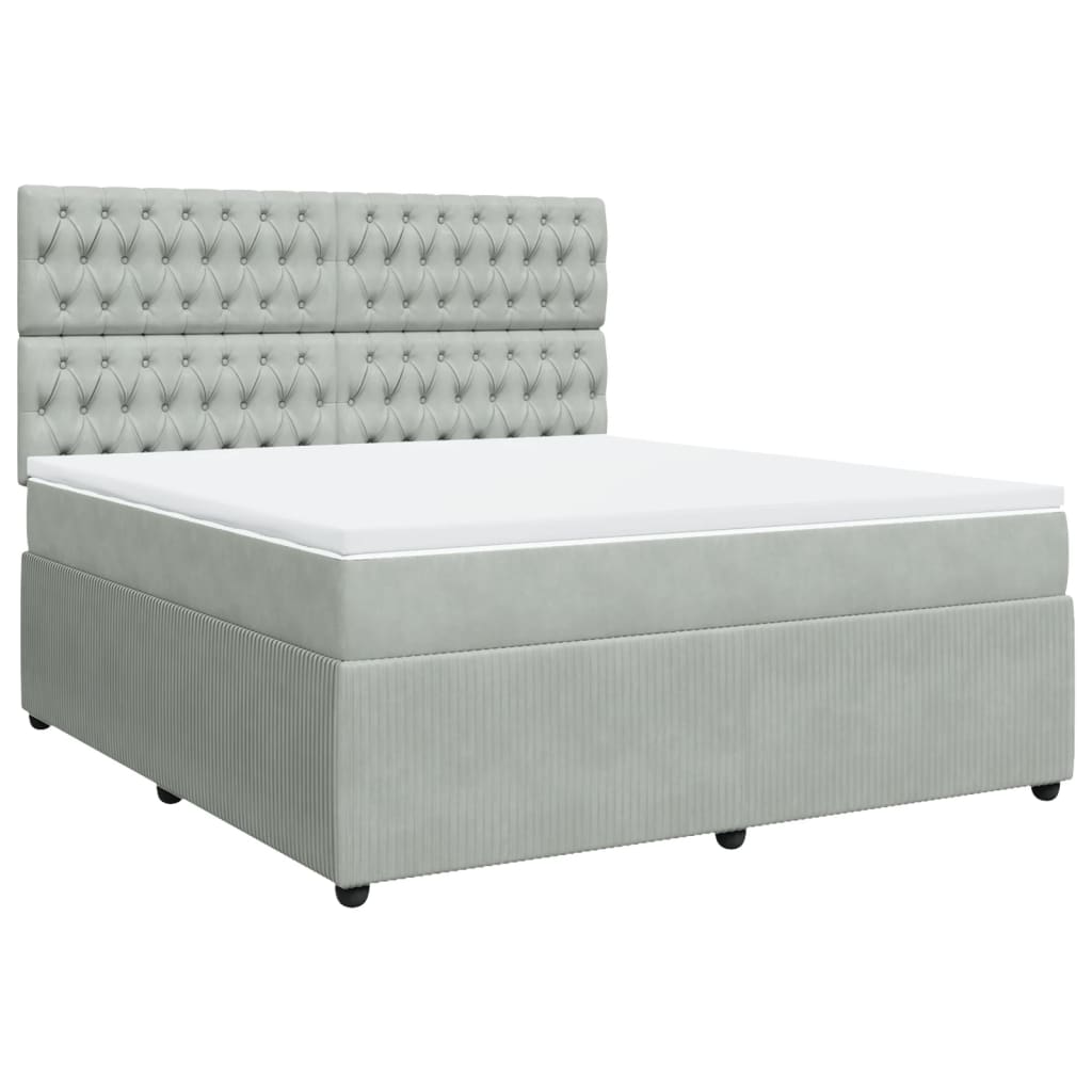 Boxspring met matras fluweel lichtgrijs 180x200 cm