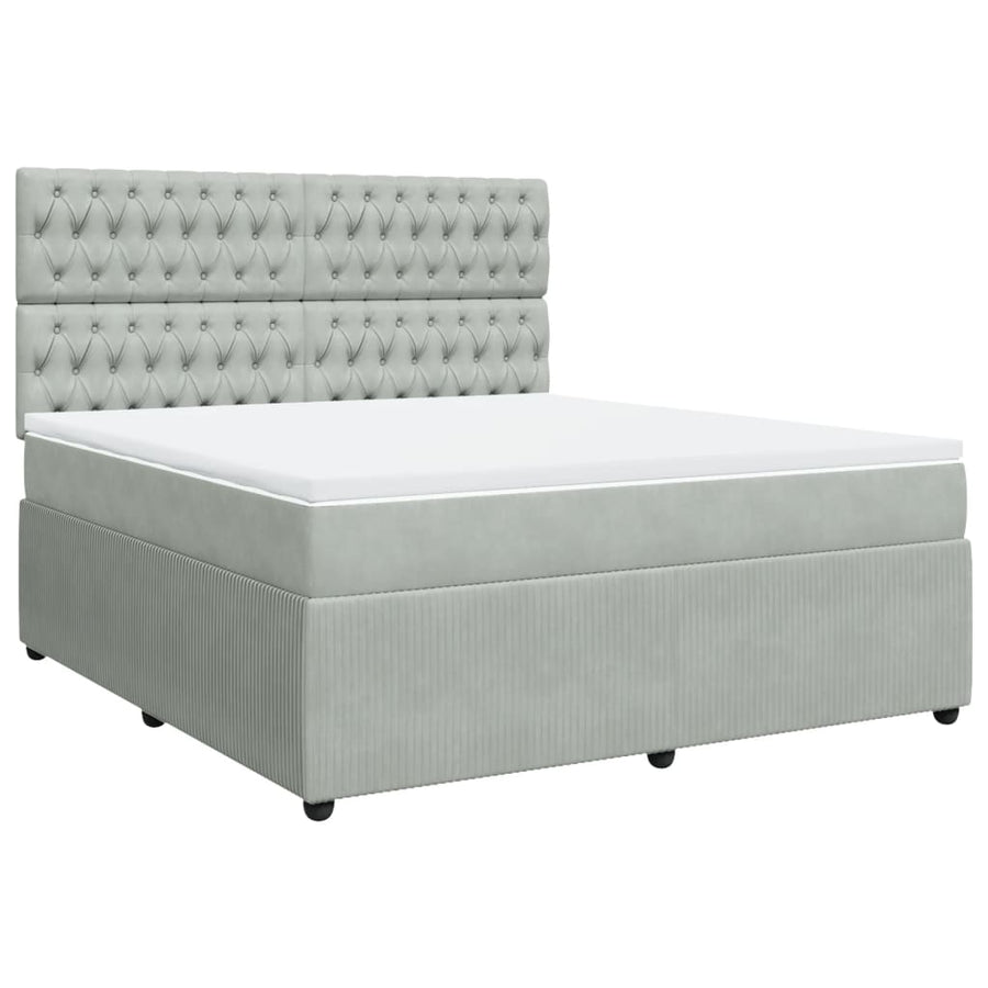 Boxspring met matras fluweel lichtgrijs 180x200 cm
