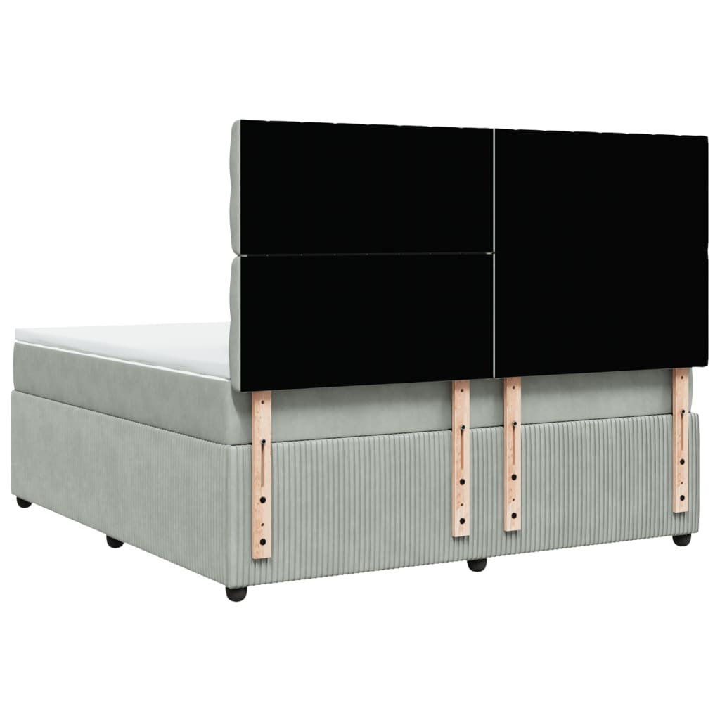Boxspring met matras fluweel lichtgrijs 180x200 cm