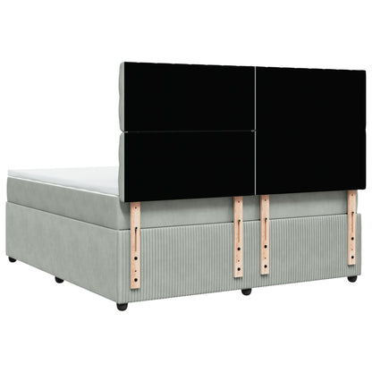 Boxspring met matras fluweel lichtgrijs 180x200 cm
