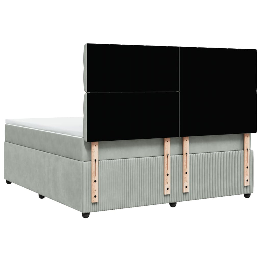 Boxspring met matras fluweel lichtgrijs 180x200 cm