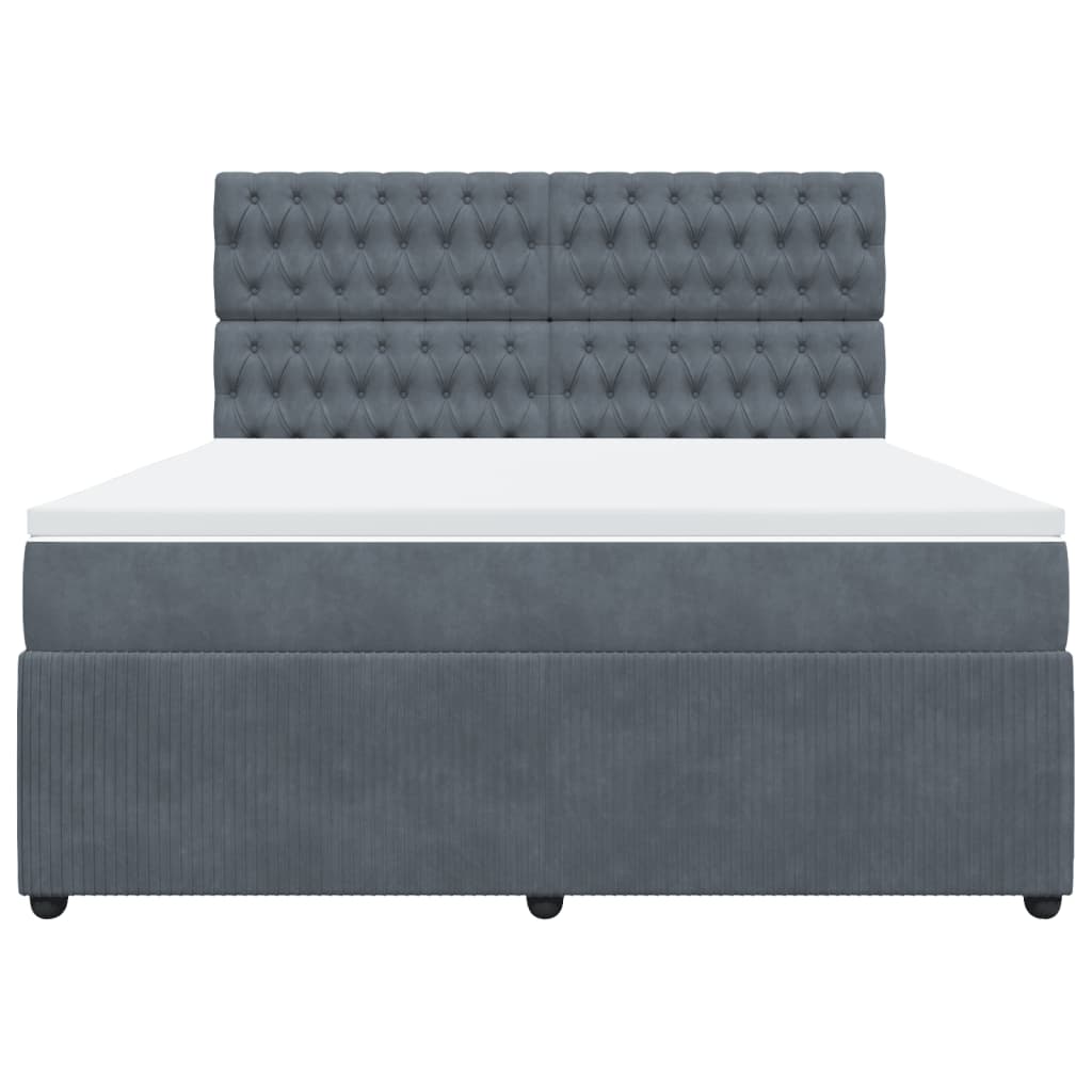 Boxspring met matras fluweel donkergrijs 180x200 cm