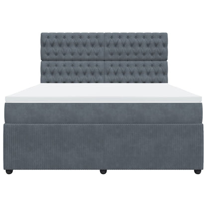Boxspring met matras fluweel donkergrijs 180x200 cm