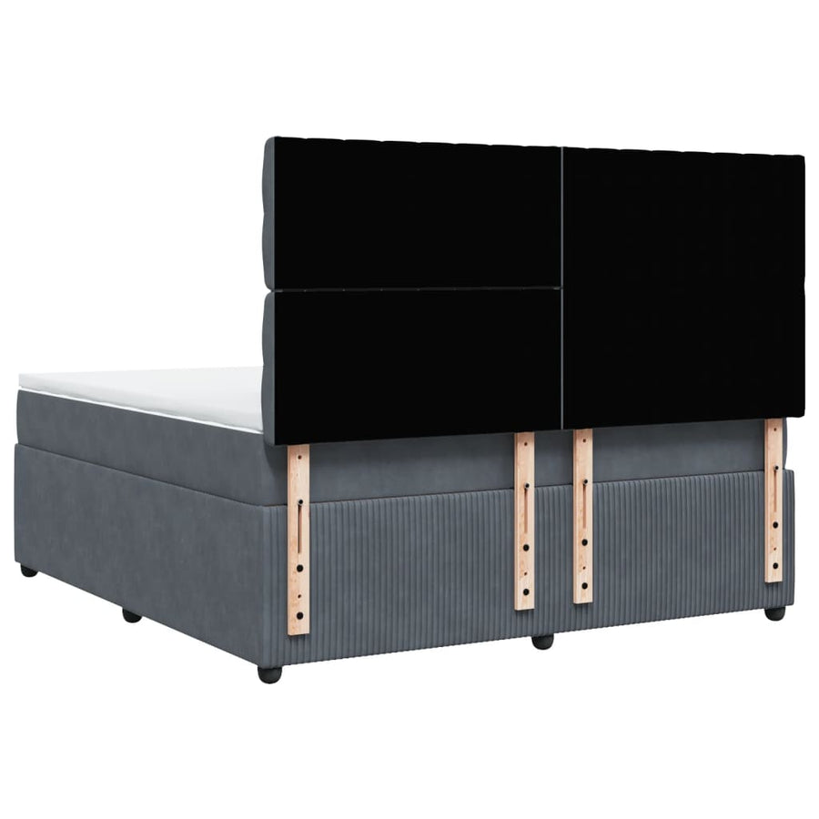 Boxspring met matras fluweel donkergrijs 180x200 cm
