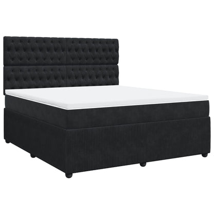 Boxspring met matras fluweel zwart 180x200 cm