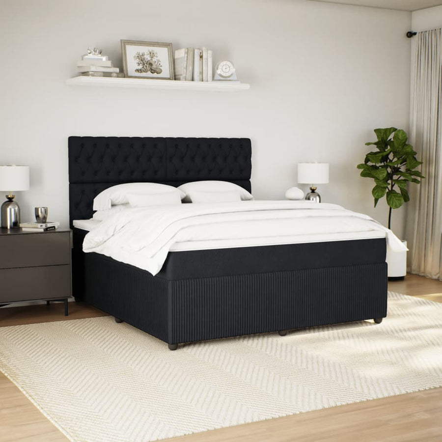 Boxspring met matras fluweel zwart 180x200 cm