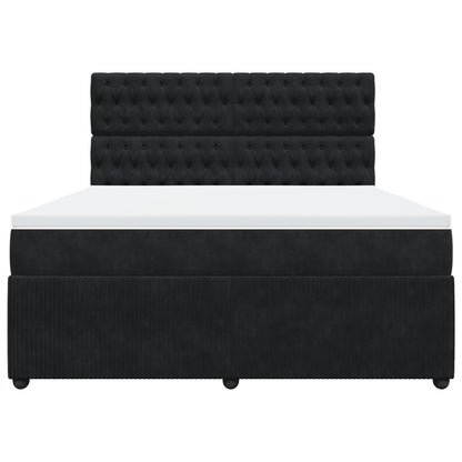 Boxspring met matras fluweel zwart 180x200 cm