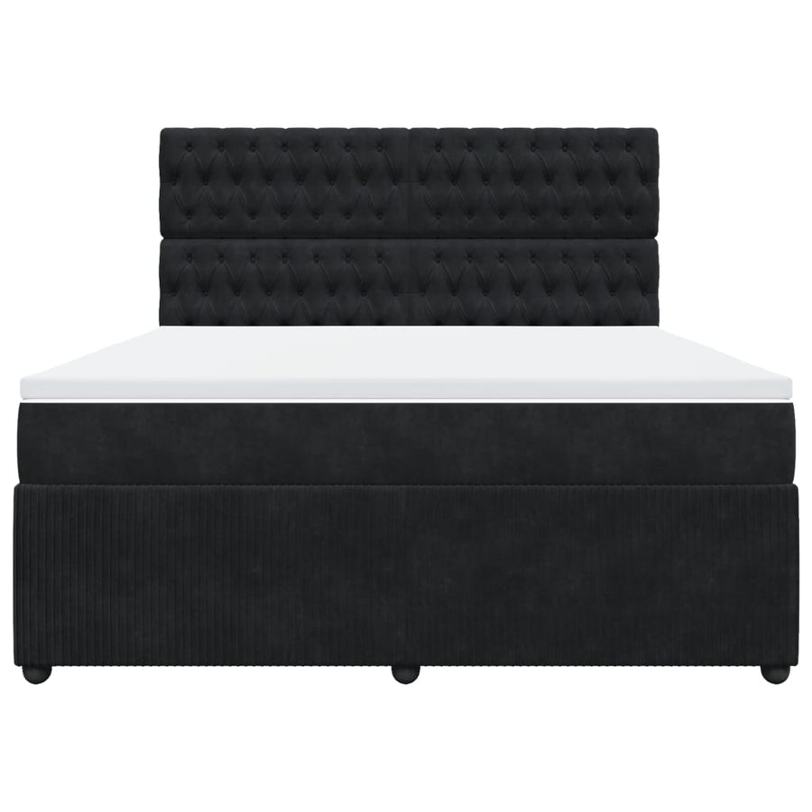 Boxspring met matras fluweel zwart 180x200 cm