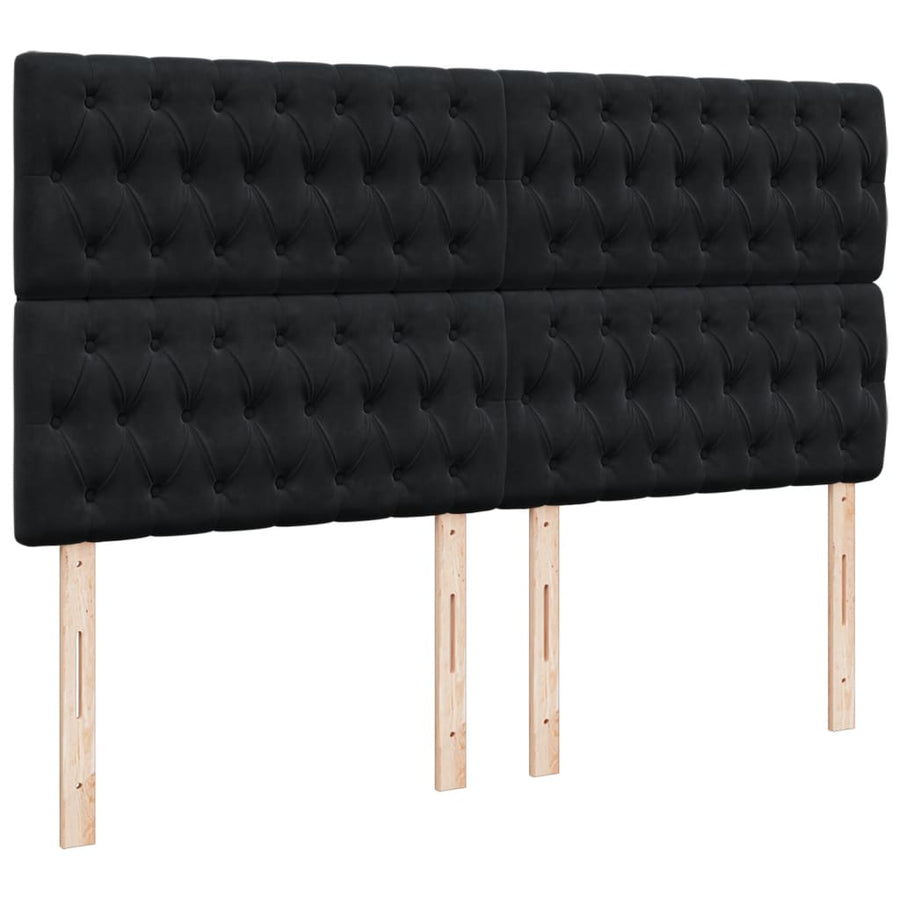 Boxspring met matras fluweel zwart 180x200 cm