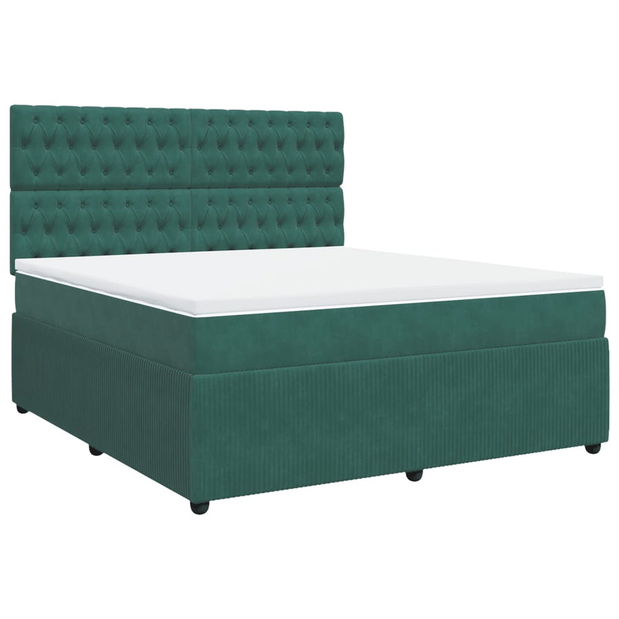 Boxspring met matras fluweel donkergroen 180x200 cm