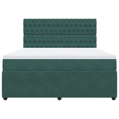 Boxspring met matras fluweel donkergroen 180x200 cm