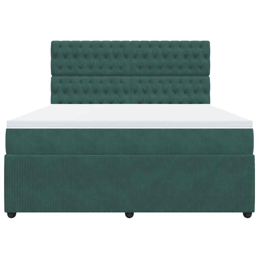 Boxspring met matras fluweel donkergroen 180x200 cm