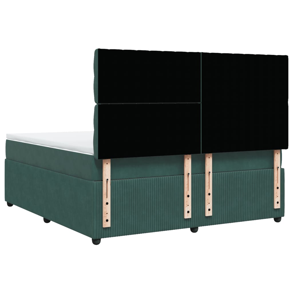 Boxspring met matras fluweel donkergroen 180x200 cm