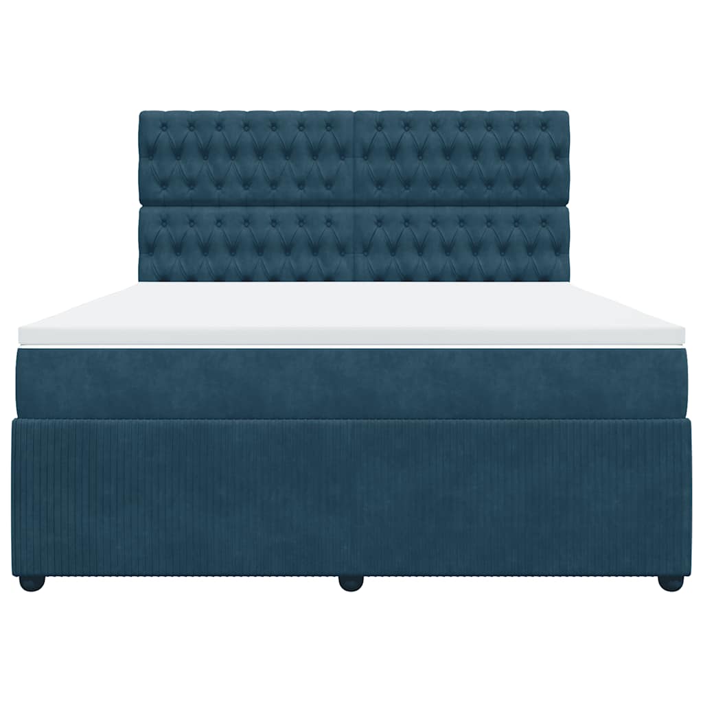 Boxspring met matras fluweel donkerblauw 180x200 cm