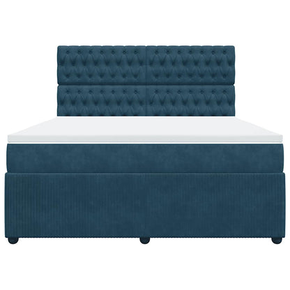 Boxspring met matras fluweel donkerblauw 180x200 cm