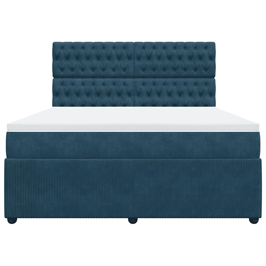 Boxspring met matras fluweel donkerblauw 180x200 cm