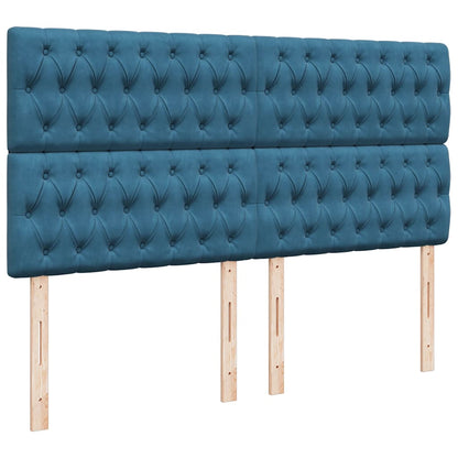 Boxspring met matras fluweel donkerblauw 180x200 cm