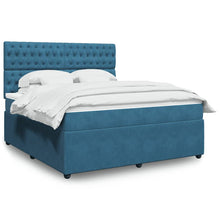 Boxspring met matras fluweel donkerblauw 180x200 cm