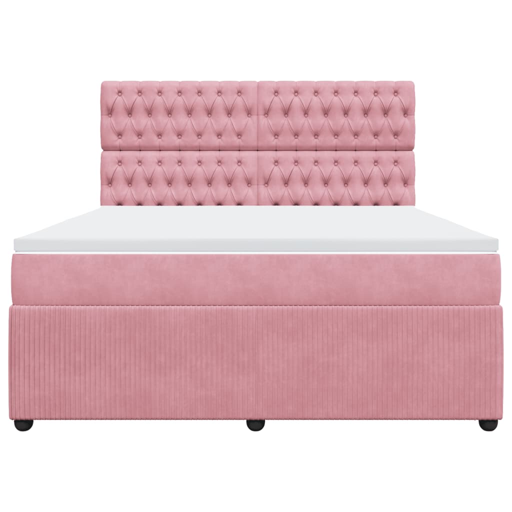 Boxspring met matras fluweel roze 180x200 cm