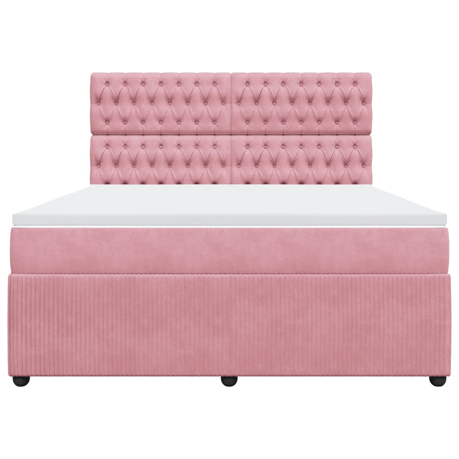 Boxspring met matras fluweel roze 180x200 cm