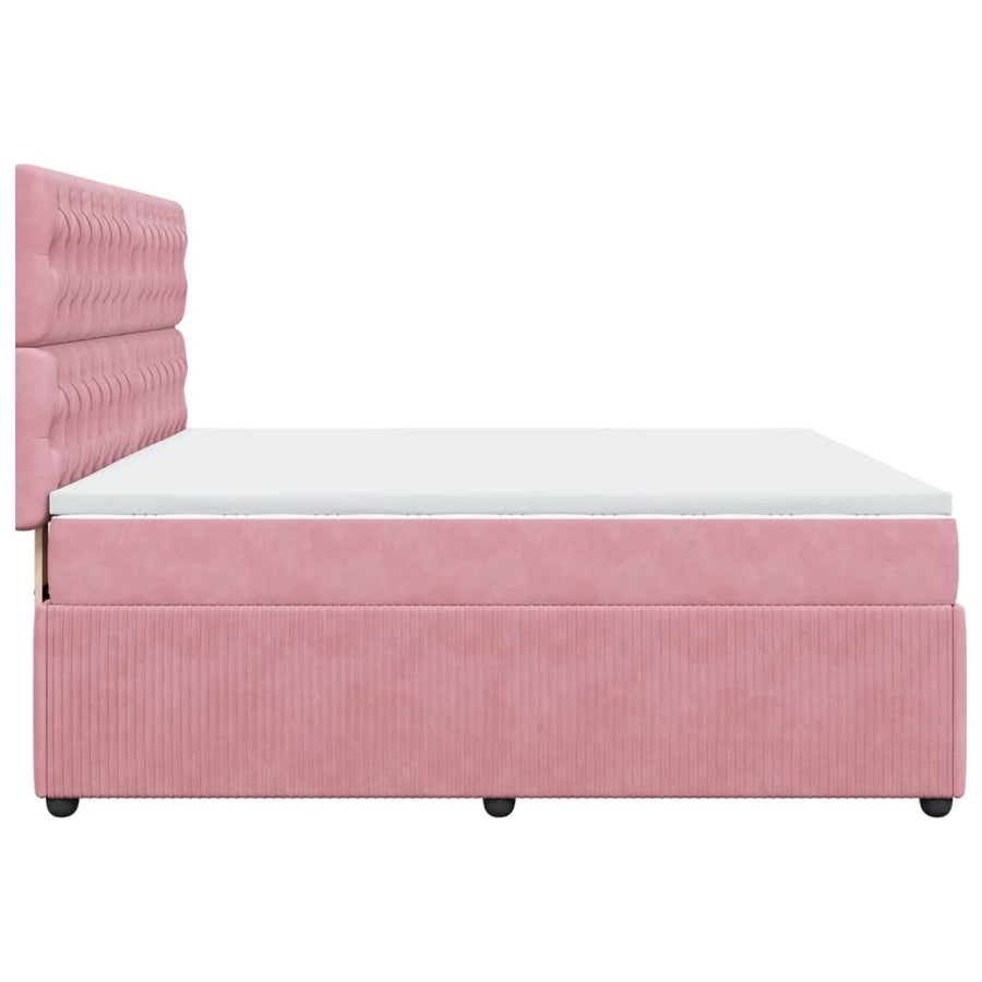 Boxspring met matras fluweel roze 180x200 cm