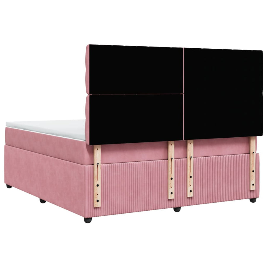 Boxspring met matras fluweel roze 180x200 cm