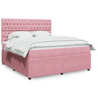 Boxspring met matras fluweel roze 180x200 cm